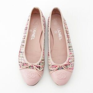 CHANEL Pink Tweed Ballet Flats / Size EU 36 / Full Set